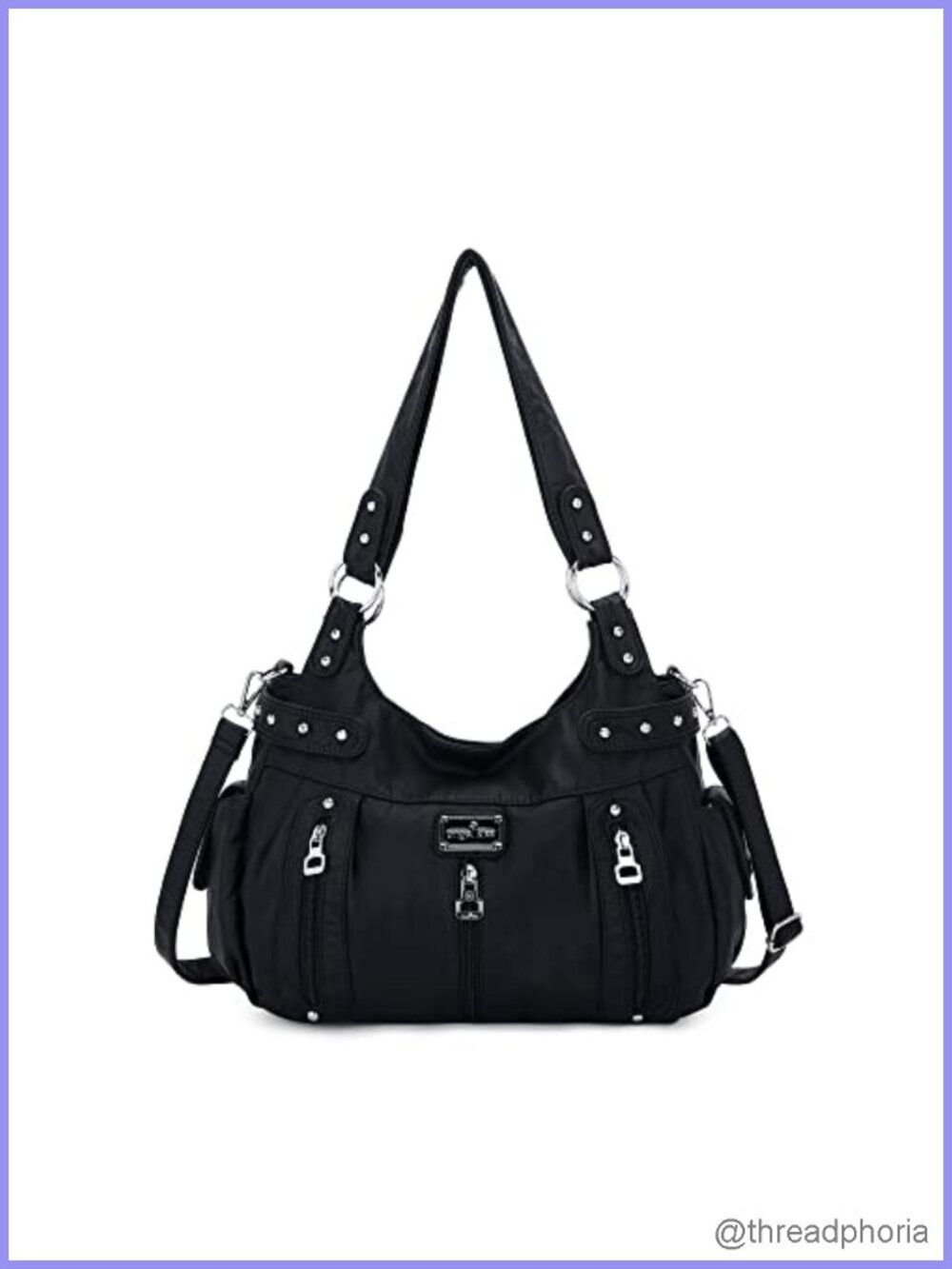 Washed Faux Leather Crossbody Hobo Satchel Shoulder Handbag Tote Purse